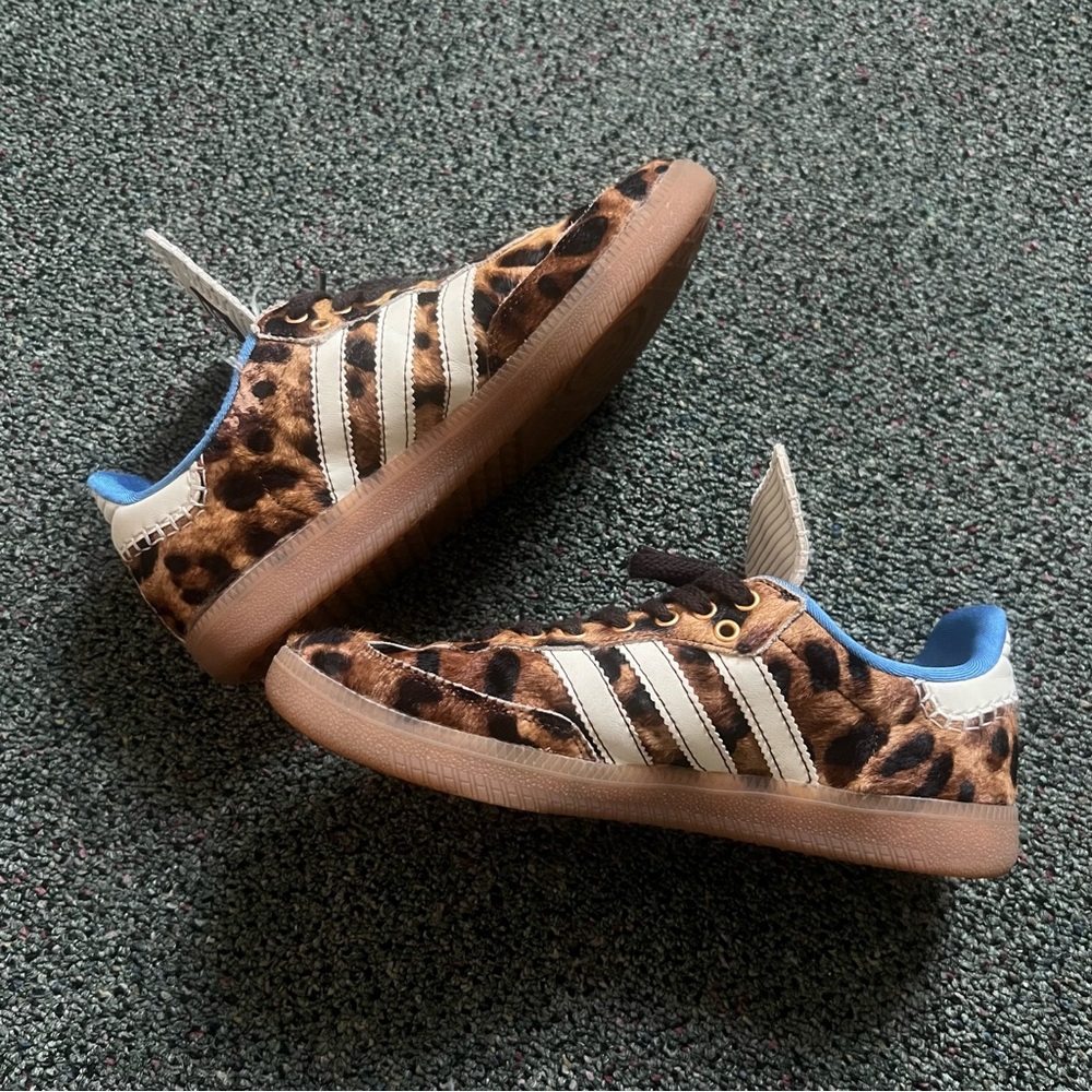WALES BONNER X ADIDAS Pony Hair Leopard & Blue Interior Samba Shoe Sneakers Sz 8 - Picture 10 of 16
